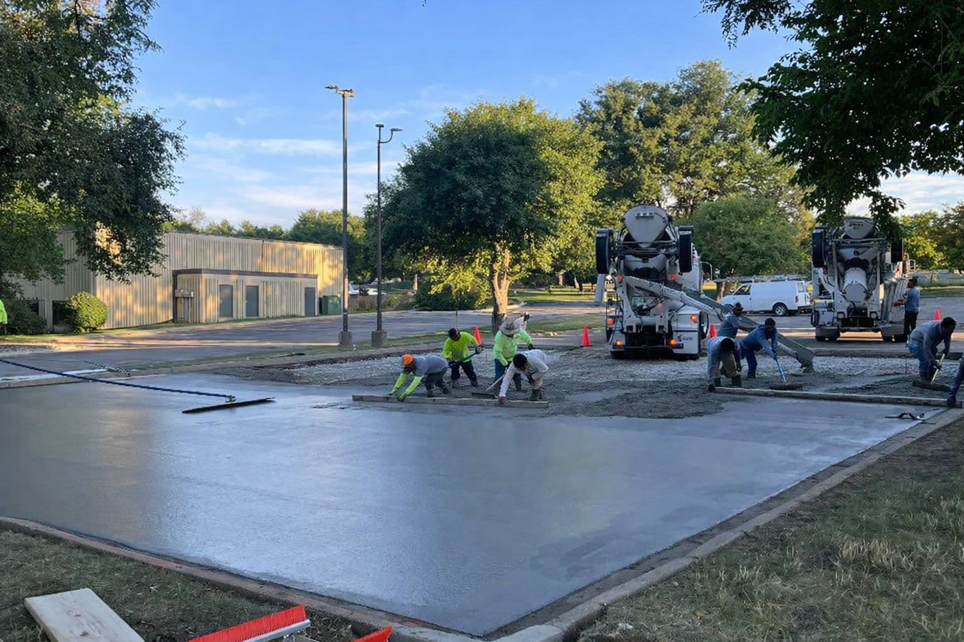 Concrete parking lot building